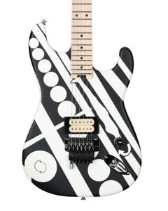 EVH Striped Series Crop Circles Black and White Guitar with Gig Bag