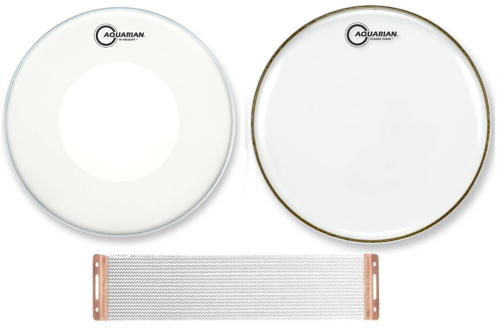 Aquarian Velocity Coated and Classic Clear Snare Side 14 Snappy Snares