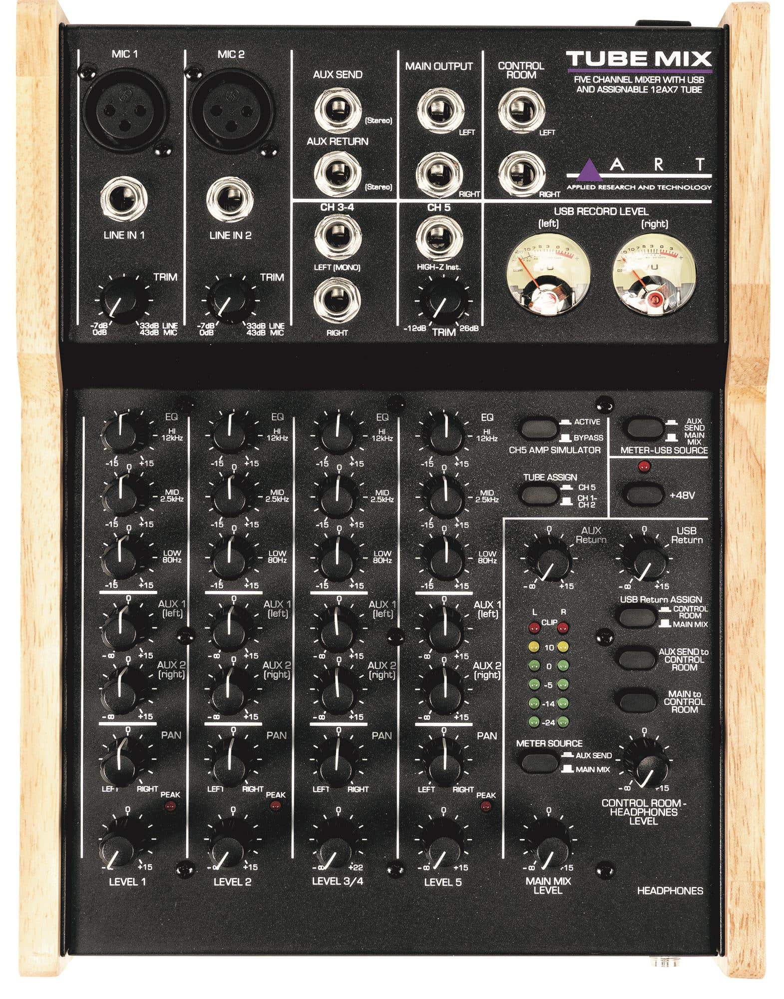 ART Tube Mix 5 Channel USB Mixer With Tube Circuit