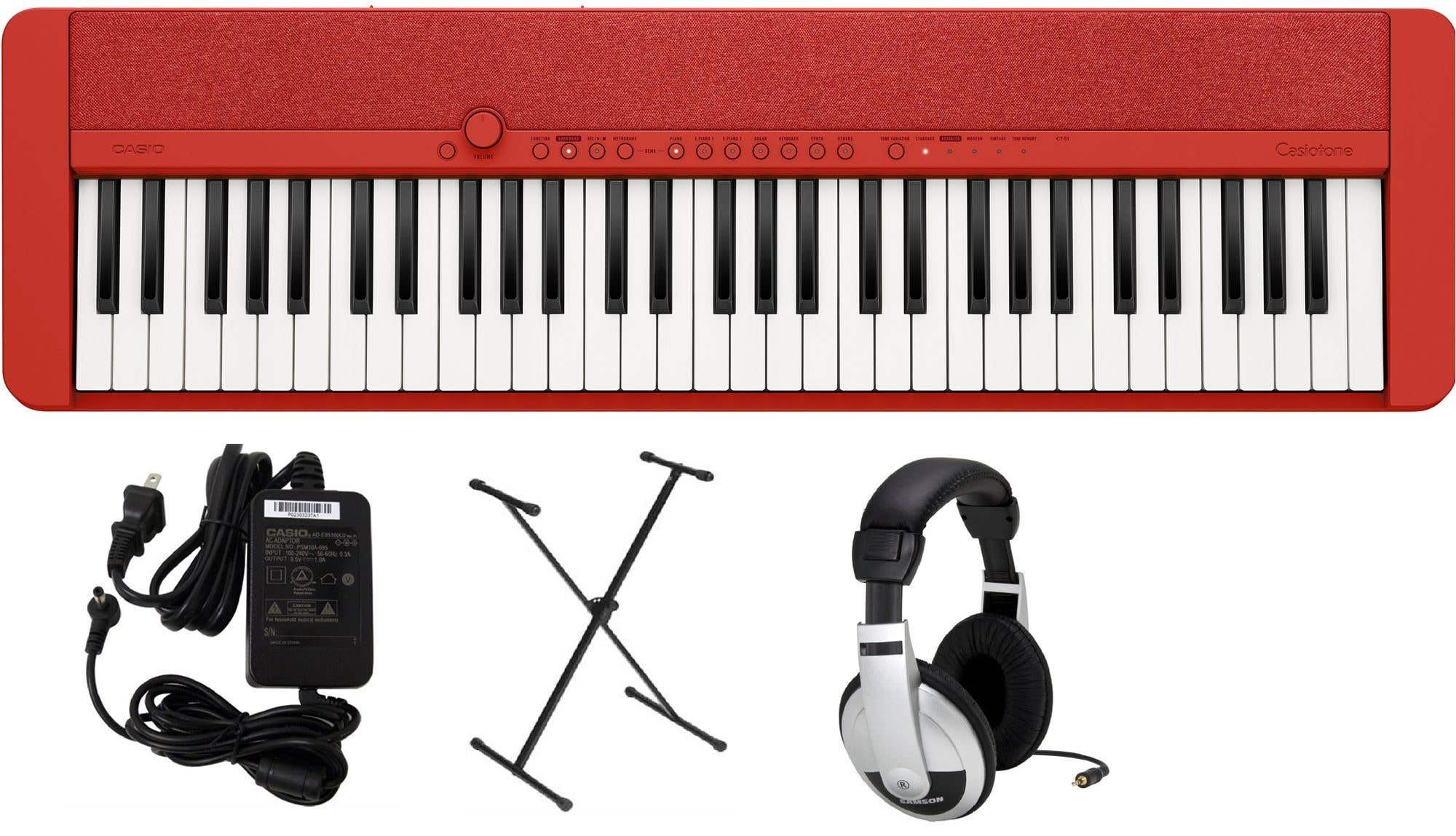 Casio CTS1RD Premium Pack Red with Stand AC Adapter Headphones