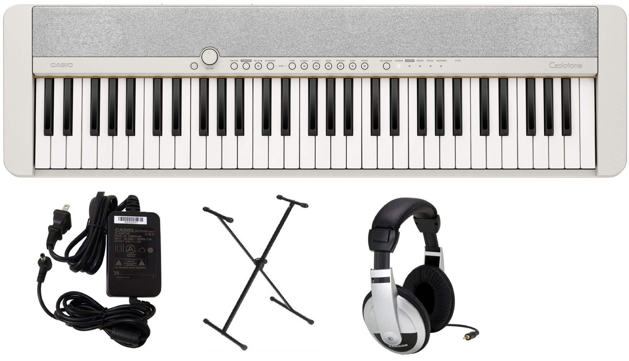 Casio CTS1WE Premium Pack White with Stand AC Adapter Headphones