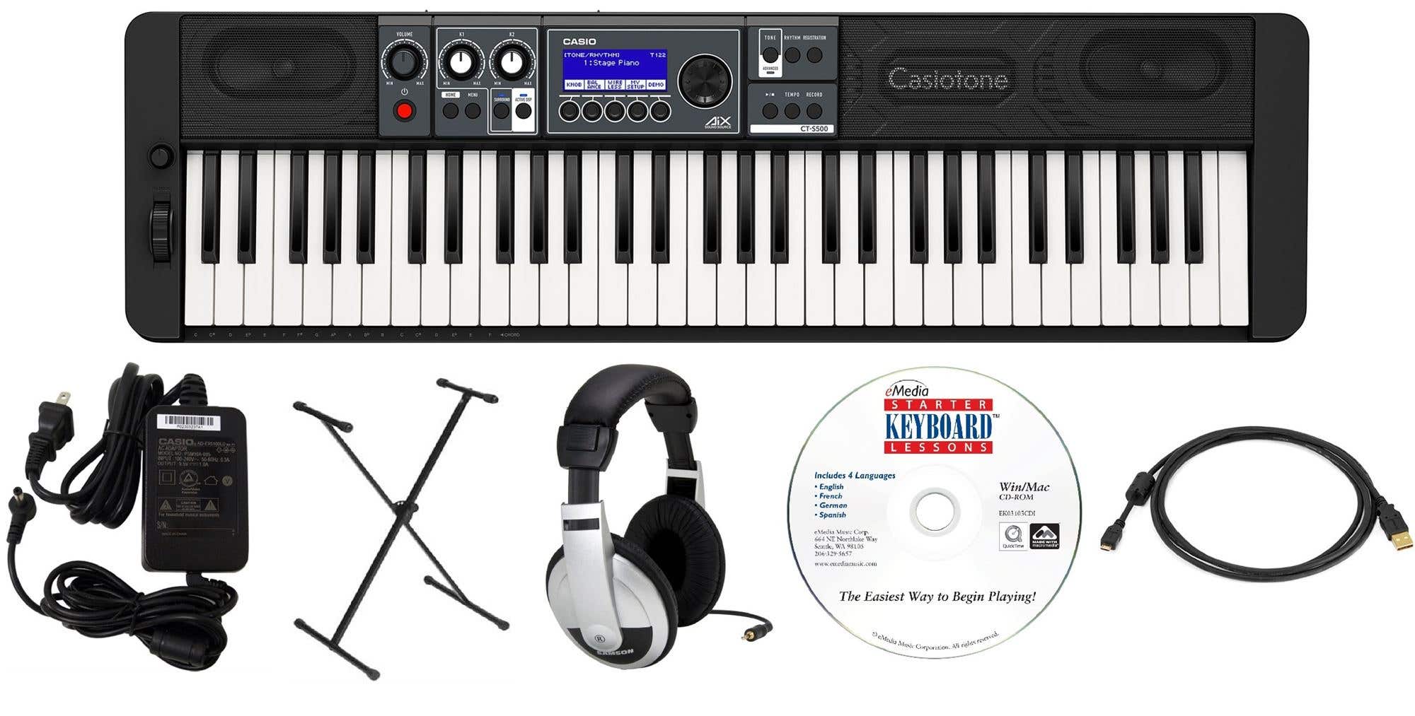 Casio CTS500 Education Pack with Stand AC Adapter Headphone and Software