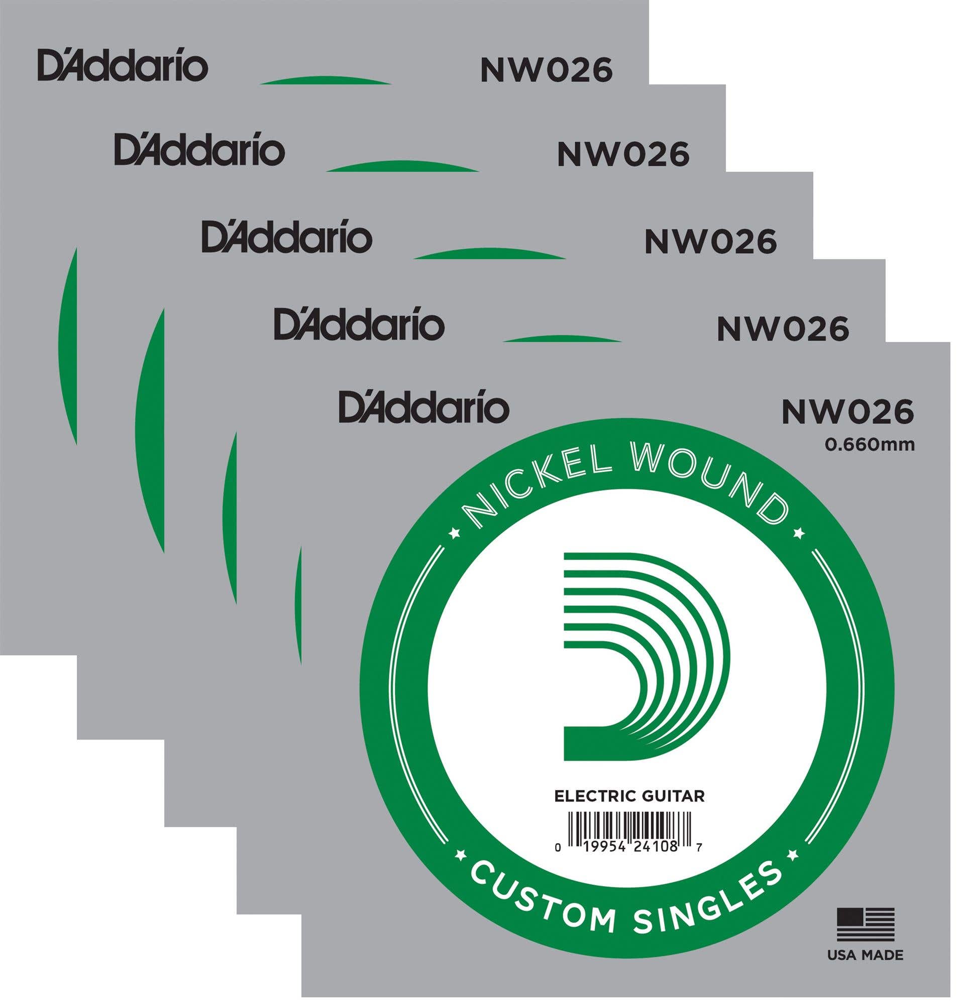 DAddario Nickel Wound Single Acoustic or Electric Guitar Strings