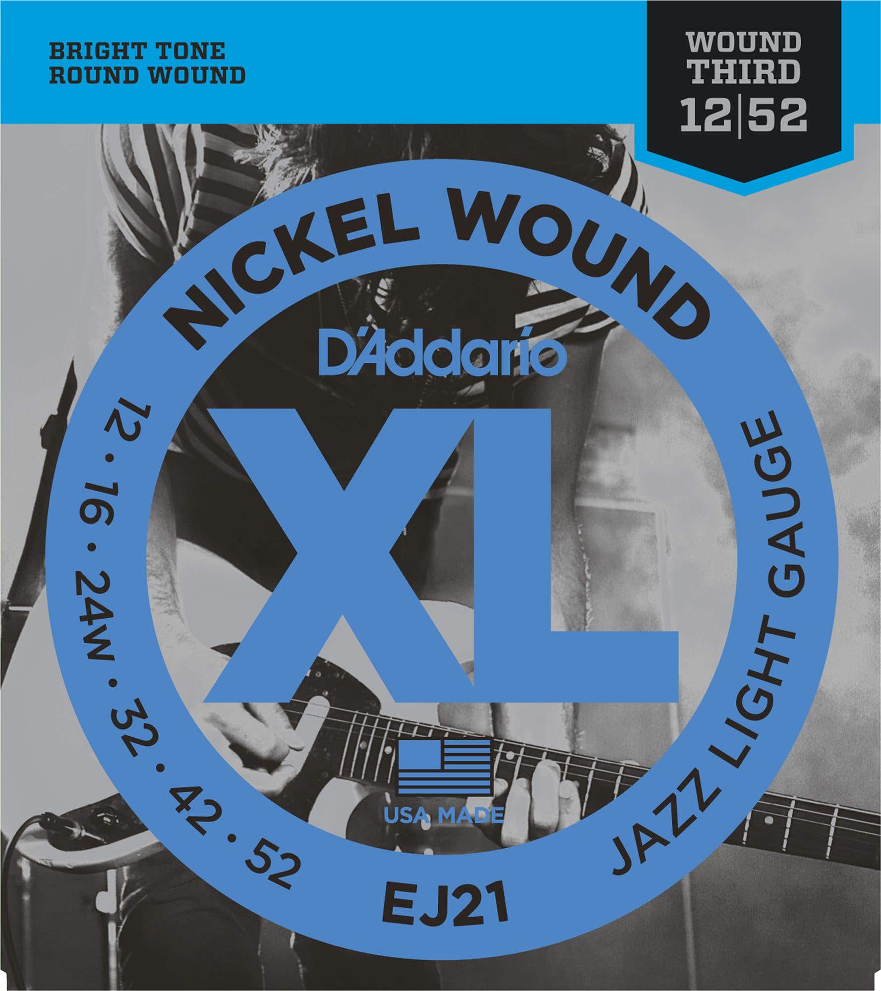 D'Addario Nickel Wound Jazz Electric Strings Light with Wound 3rd