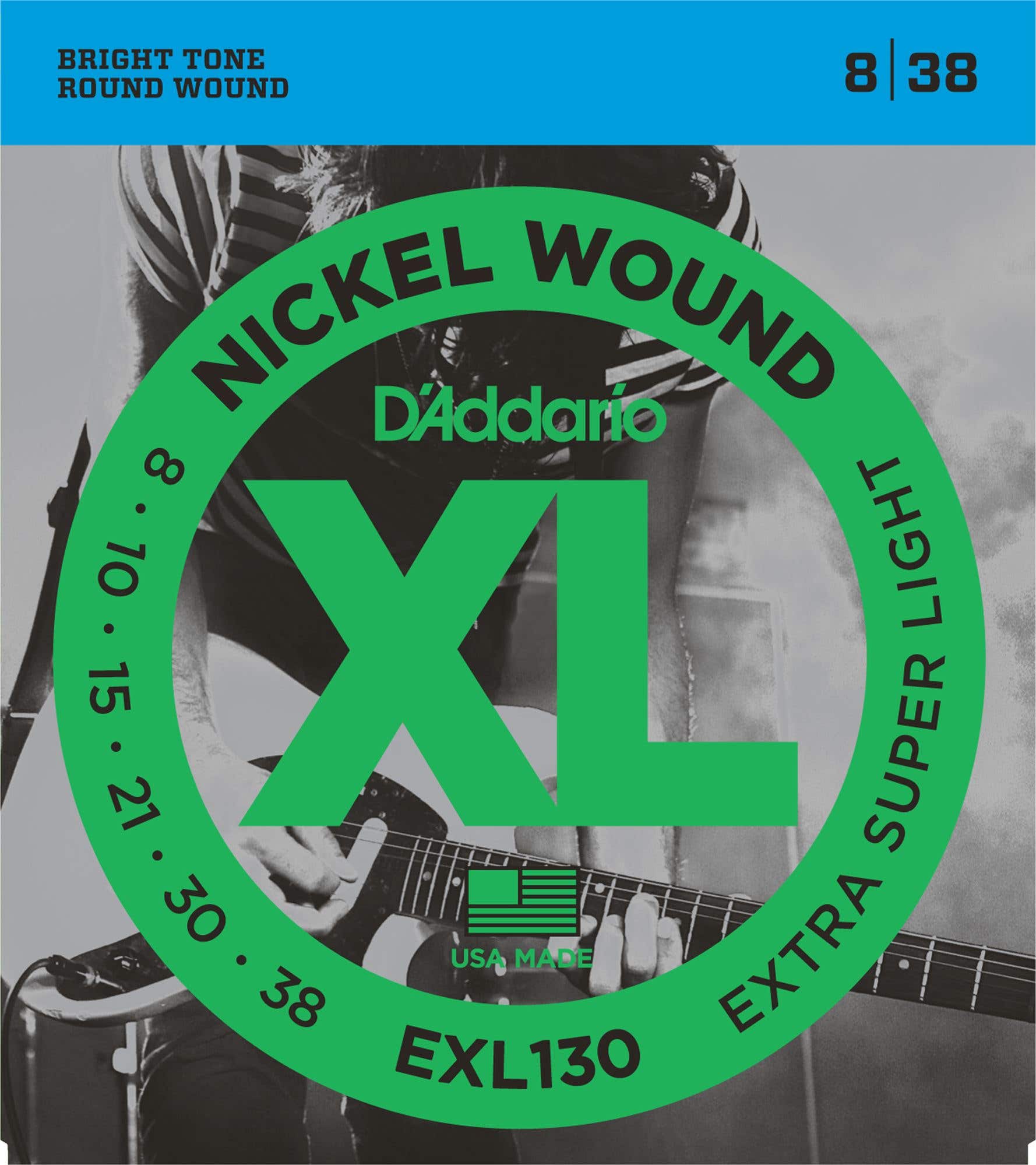 D'Addario EXL130 XL Nickel Wound Electric Guitar Strings 8-38