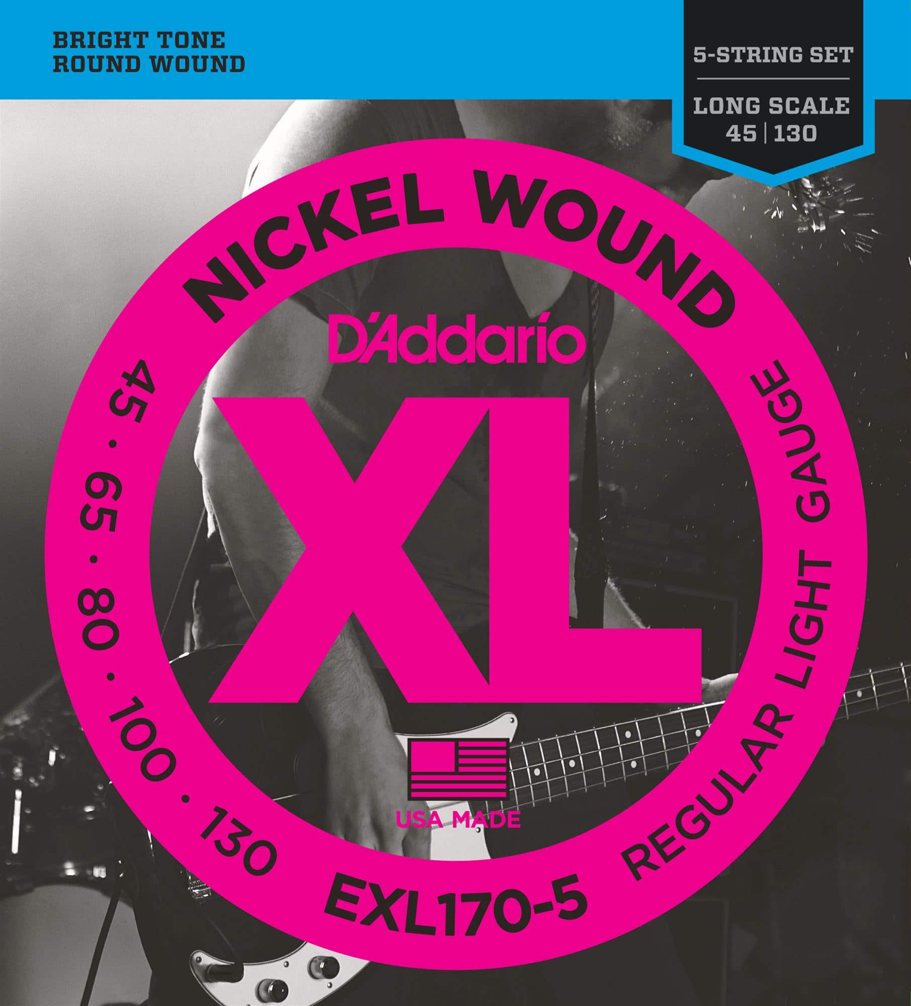 D'Addario EXL160-5 XL Nickel Wound 5 String Bass Guitar Strings