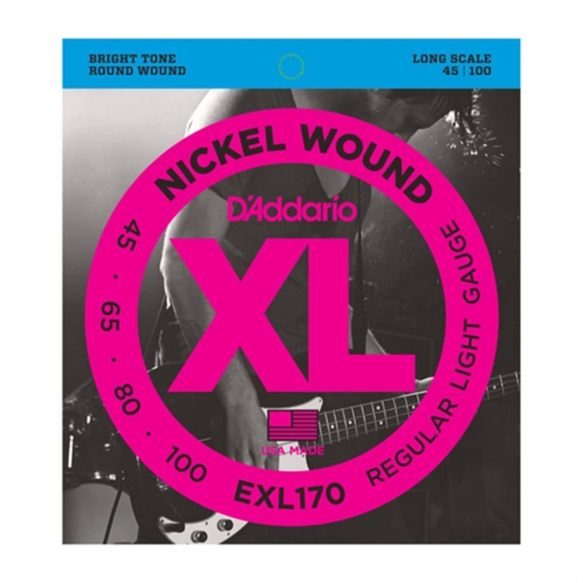 D'Addario EXL170 XL Nickel Wound Electric Bass Guitar Strings 45-100