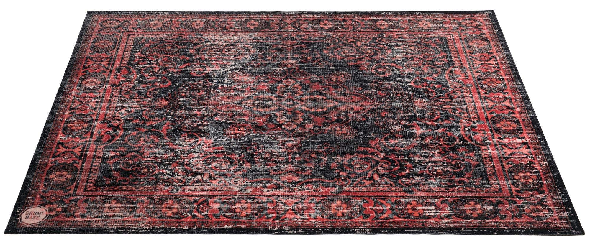 DRUMnBASE Vintage Persian Style Drum Rug 6' x 5.25' Black Red