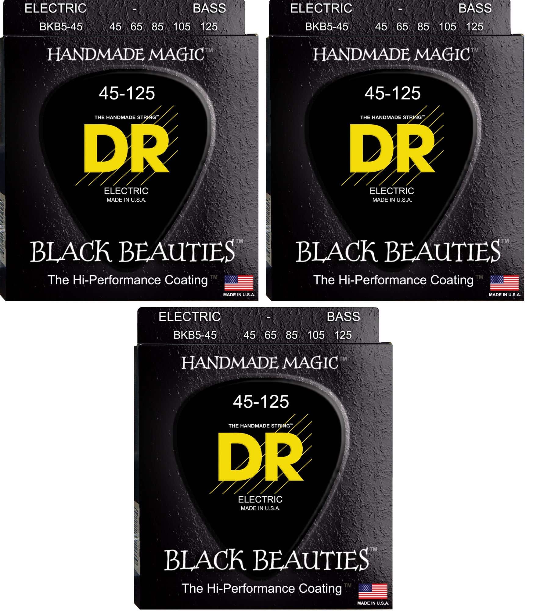 DR Strings BKB545 Black Beauties Coated Bass Strings 5 String