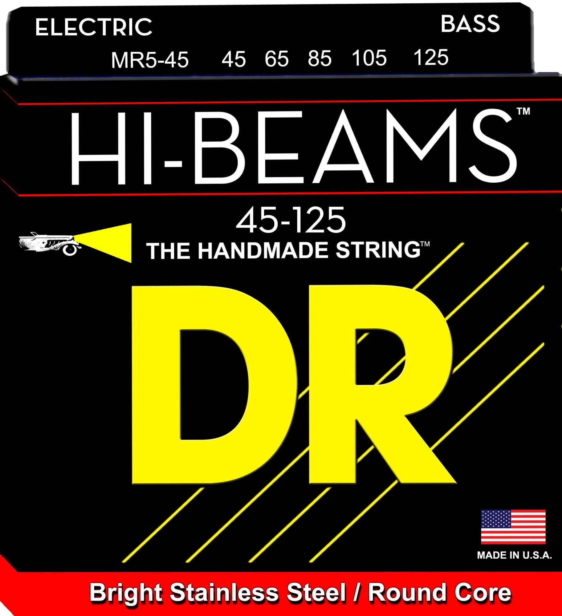DR Strings MR545 Hi Beam 5-String Electric Bass Guitar Strings 45-125