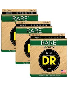 DR Strings RPM-12-3PK Rare Acoustic Guitar Strings 3 Pack