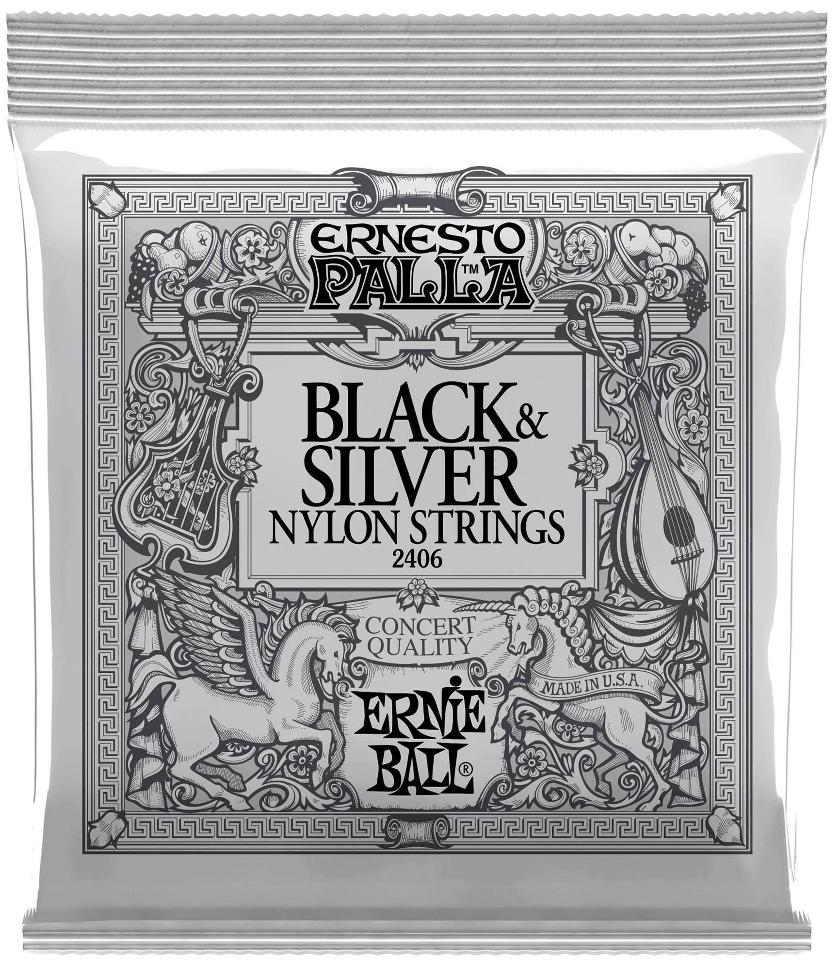 Ernie Ball P02406 Ernesto Palla Black and Silver Nylon Strings