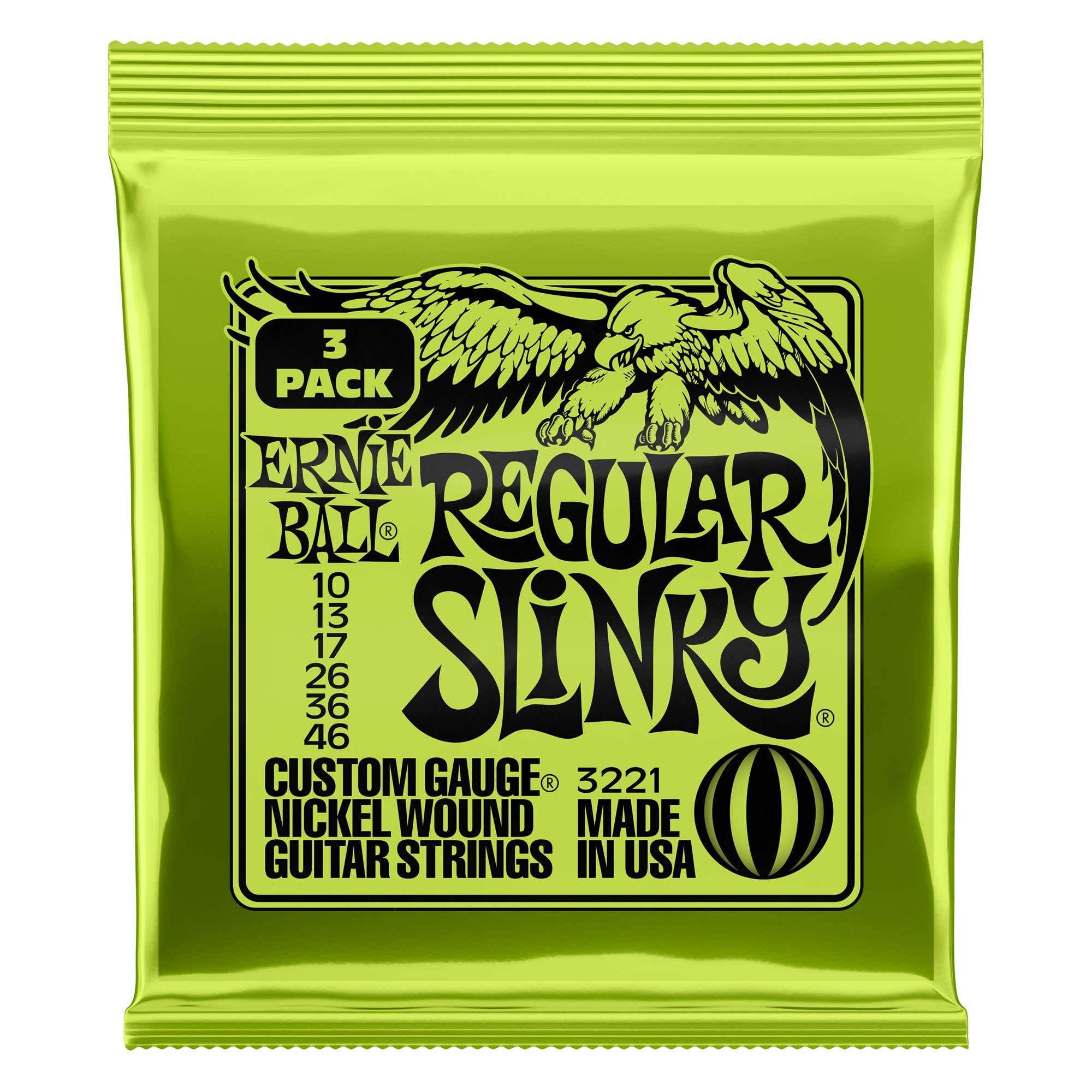 Ernie Ball P03221 Regular Slinky Nickel Wound 3 Pack