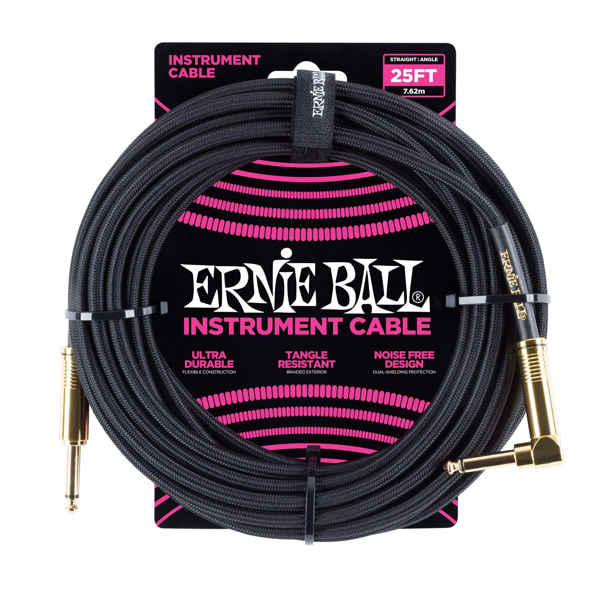 Ernie Ball P06058 Braided Instrument Cable 25' Black