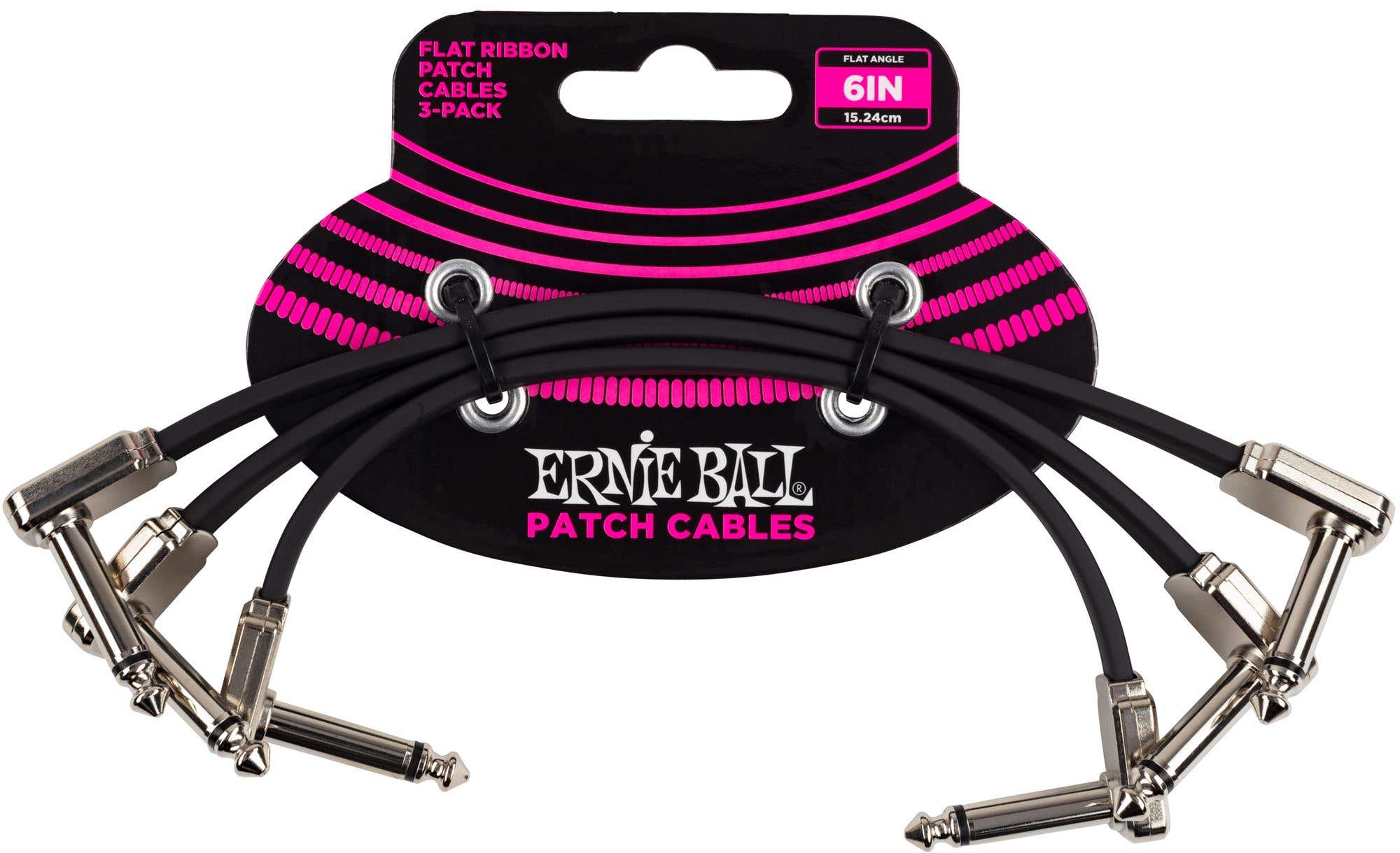 Ernie Ball P06221 Flat Ribbon Patch Cable 6" 3 Pack