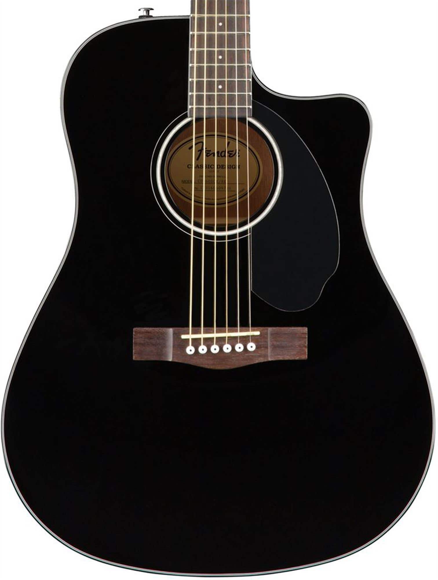Fender CD60SCE Solid Top Dread Acoustic Electric Walnut Neck Black