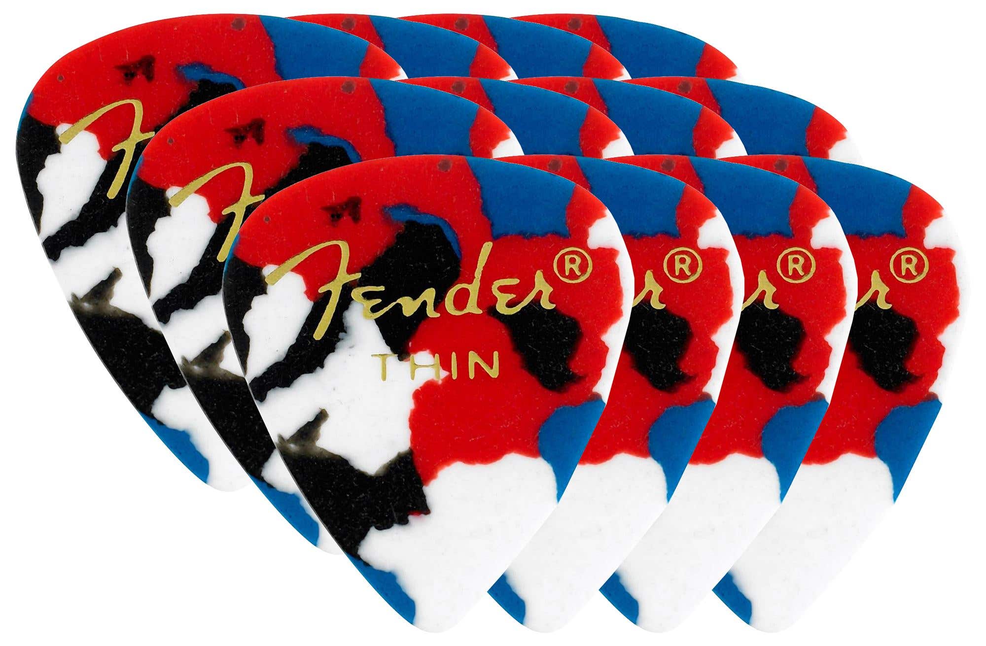 Fender 351 Shape Picks 12 Pack Confetti Thin