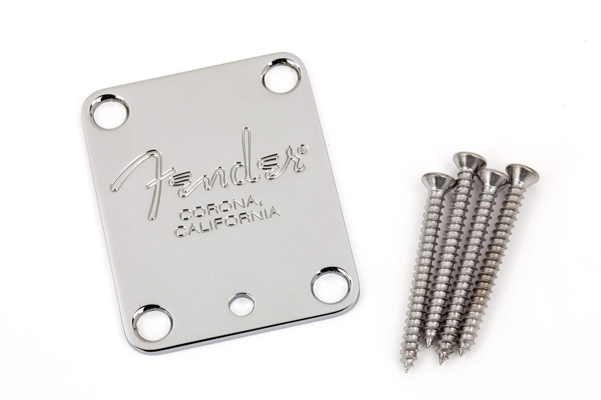 Fender 4 Bolt Neck Plate Corona Stamp Chrome
