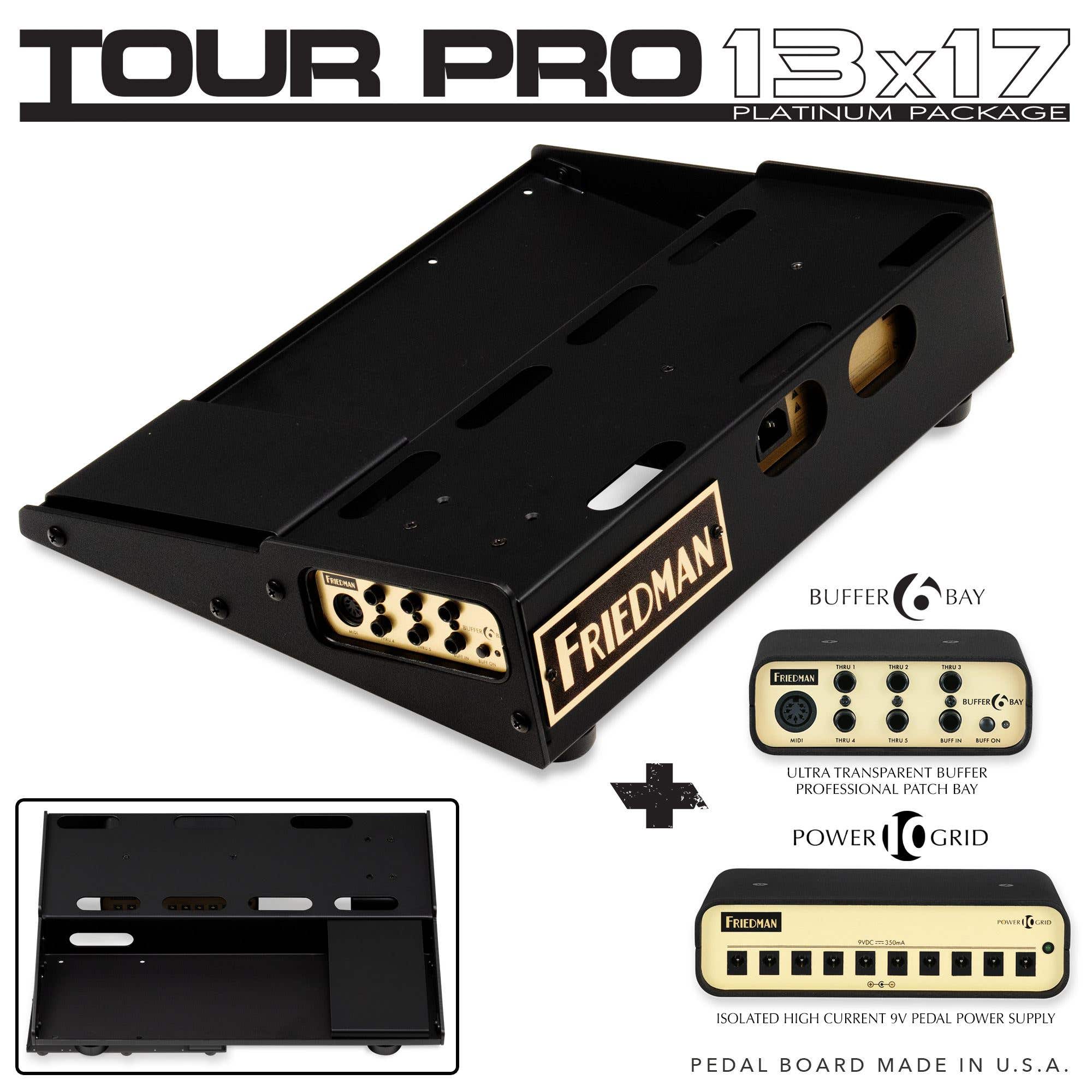 Friedman Tour Pro 13" x 17" Platinum Pedal Board with Buffer and Power Grid 10