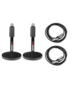 Gator GFW-MIC-DESKTOP-2PK Desk Mic Stands and Mic Cable Bundle