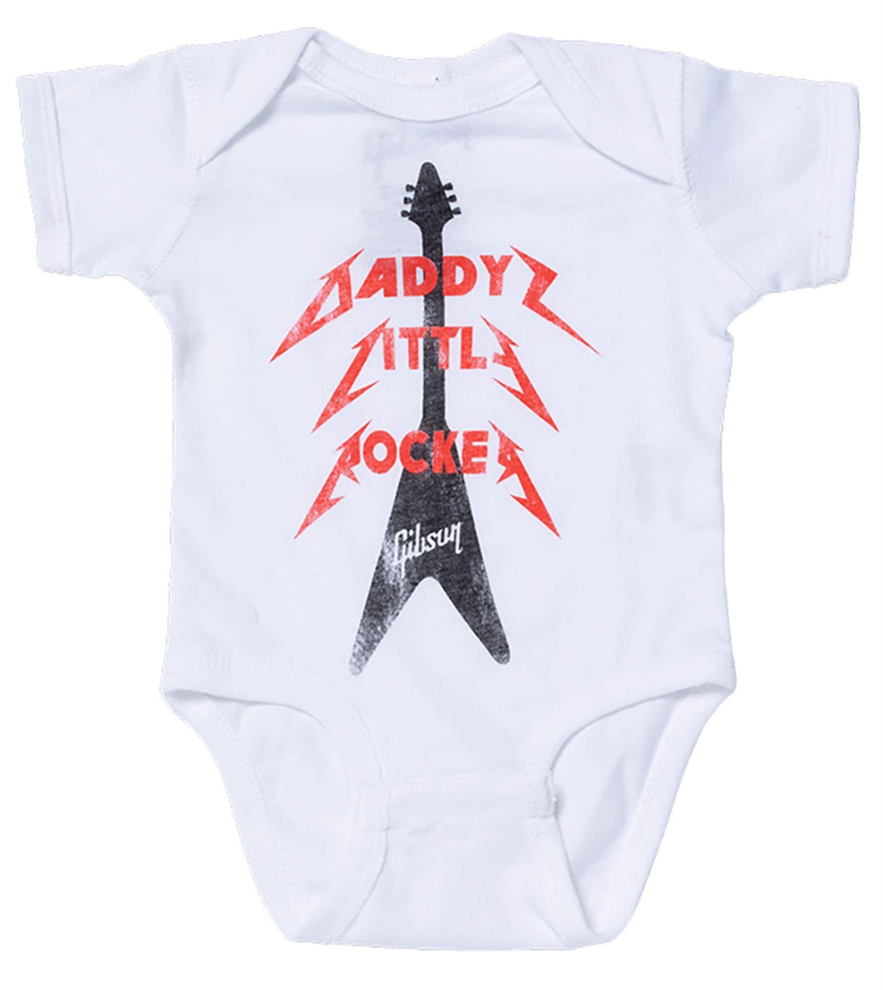 Gibson Daddys Little Rocker Fly V Onesie White