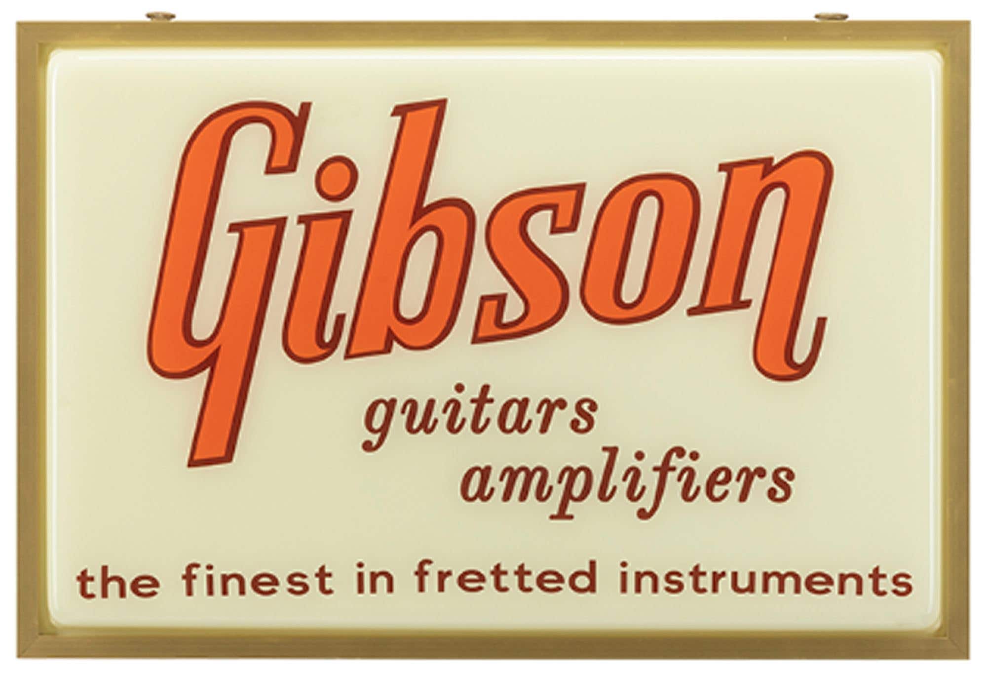 Gibson Vintage Lighted Sign, Guitars and Amplifiers