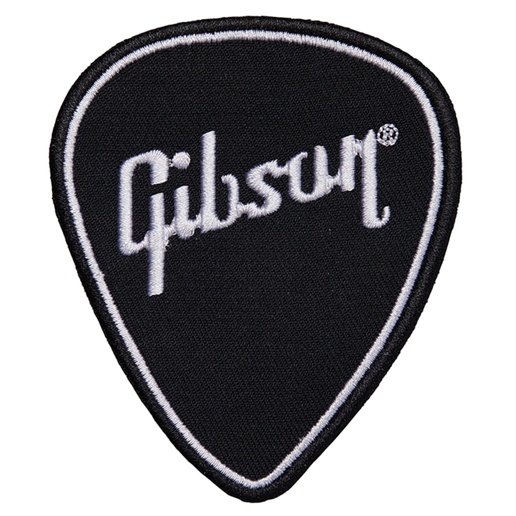 Gibson Guitar Pick Patch Black with White Logo