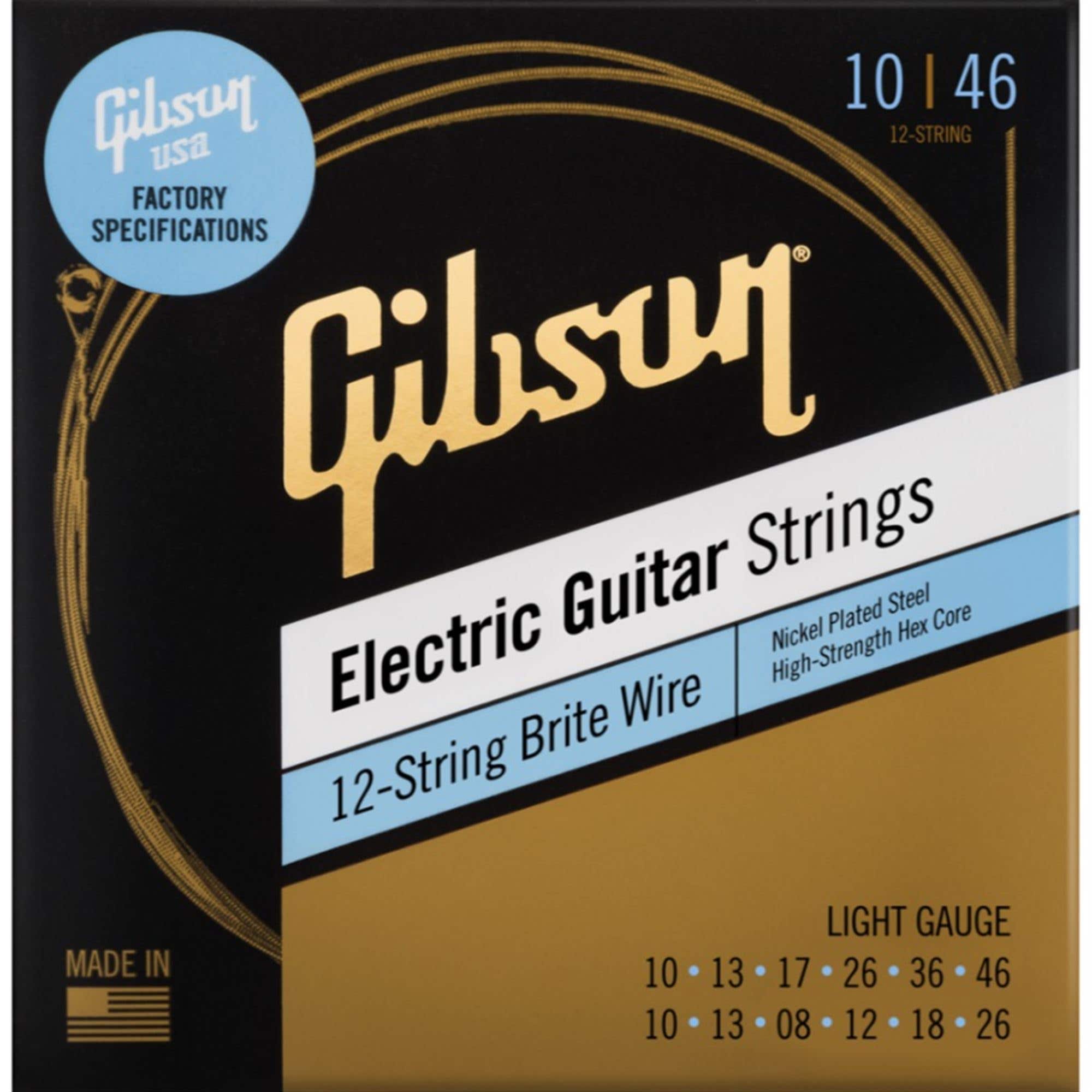 Gibson Brite Wire Electric Guitar Stings 12 String Light 10-46