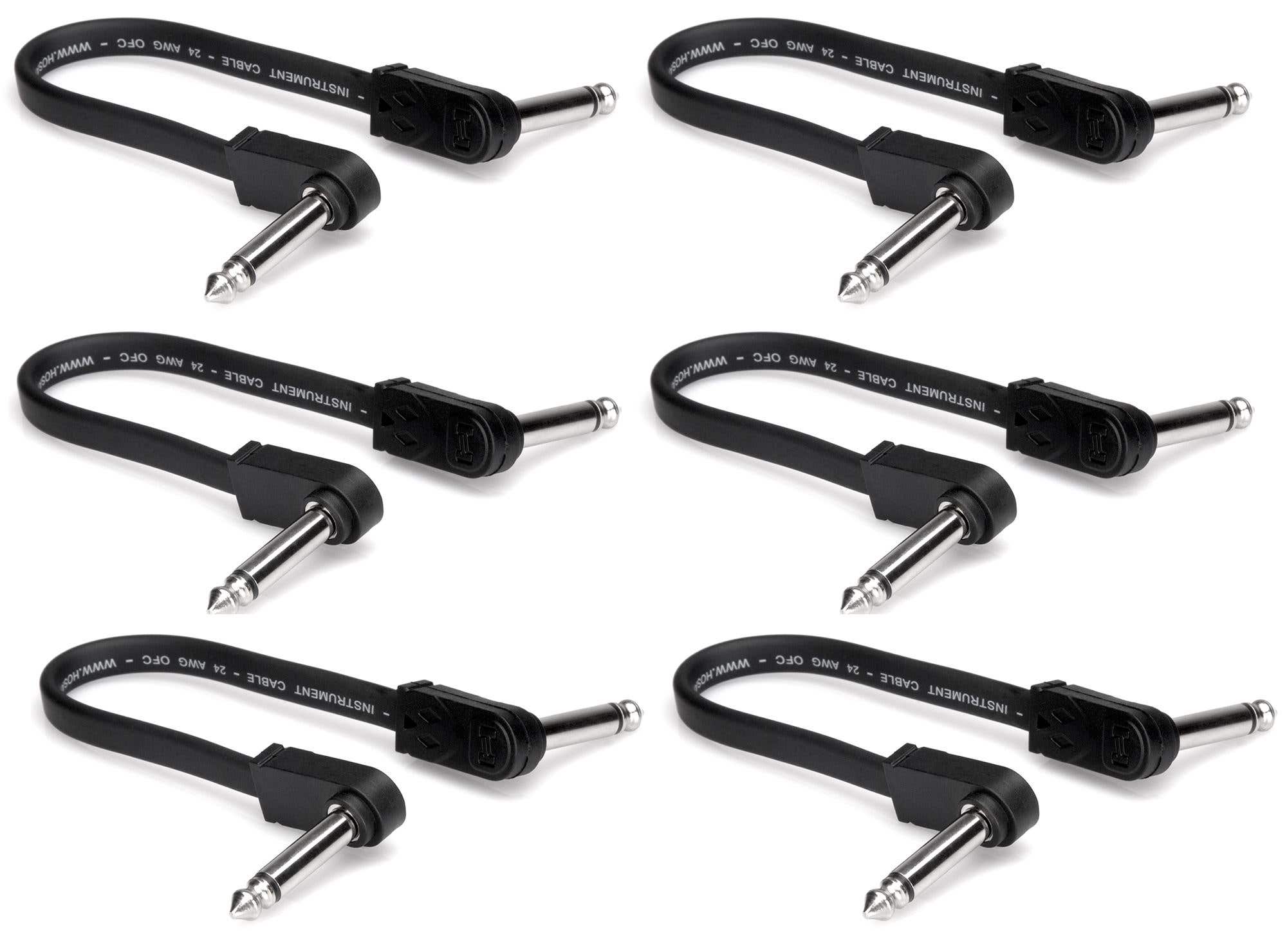 Hosa CFP-606 Flat Right Angle Patch Cable 6in 6pk