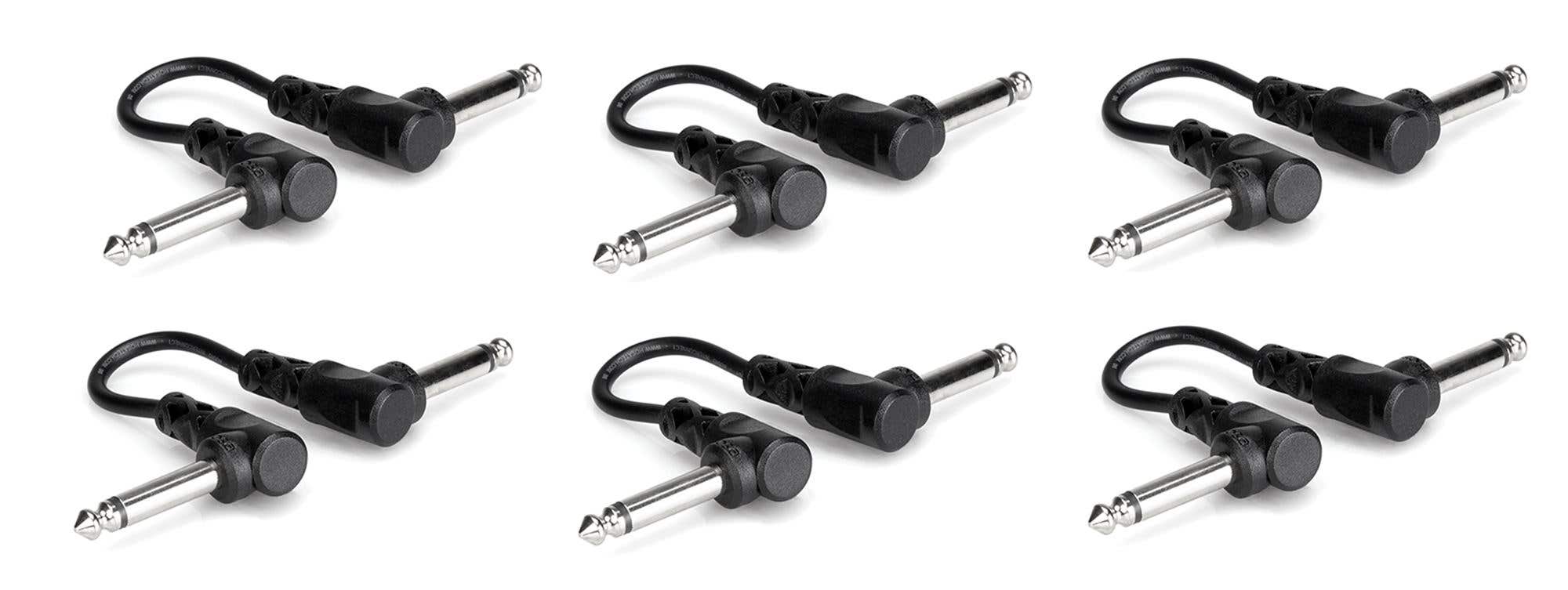 Hosa CFS606 Guitar Patch Cable Molded Right Angle 6" 6 Pack
