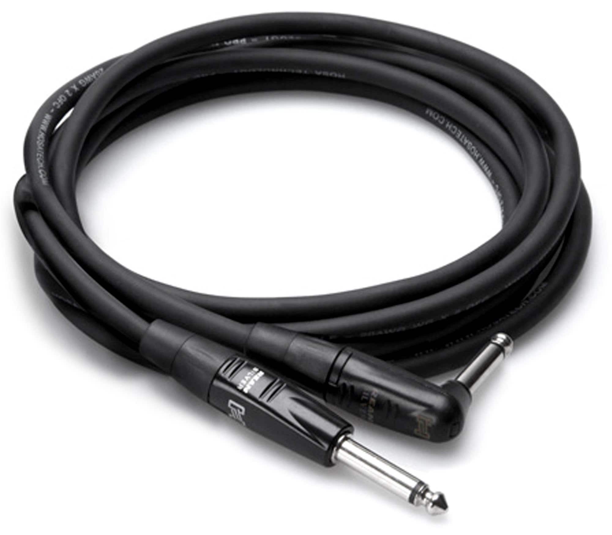 Hosa HGTR010R Pro Guitar Patch Cable REAN Straight to Rt Angle 10 Ft