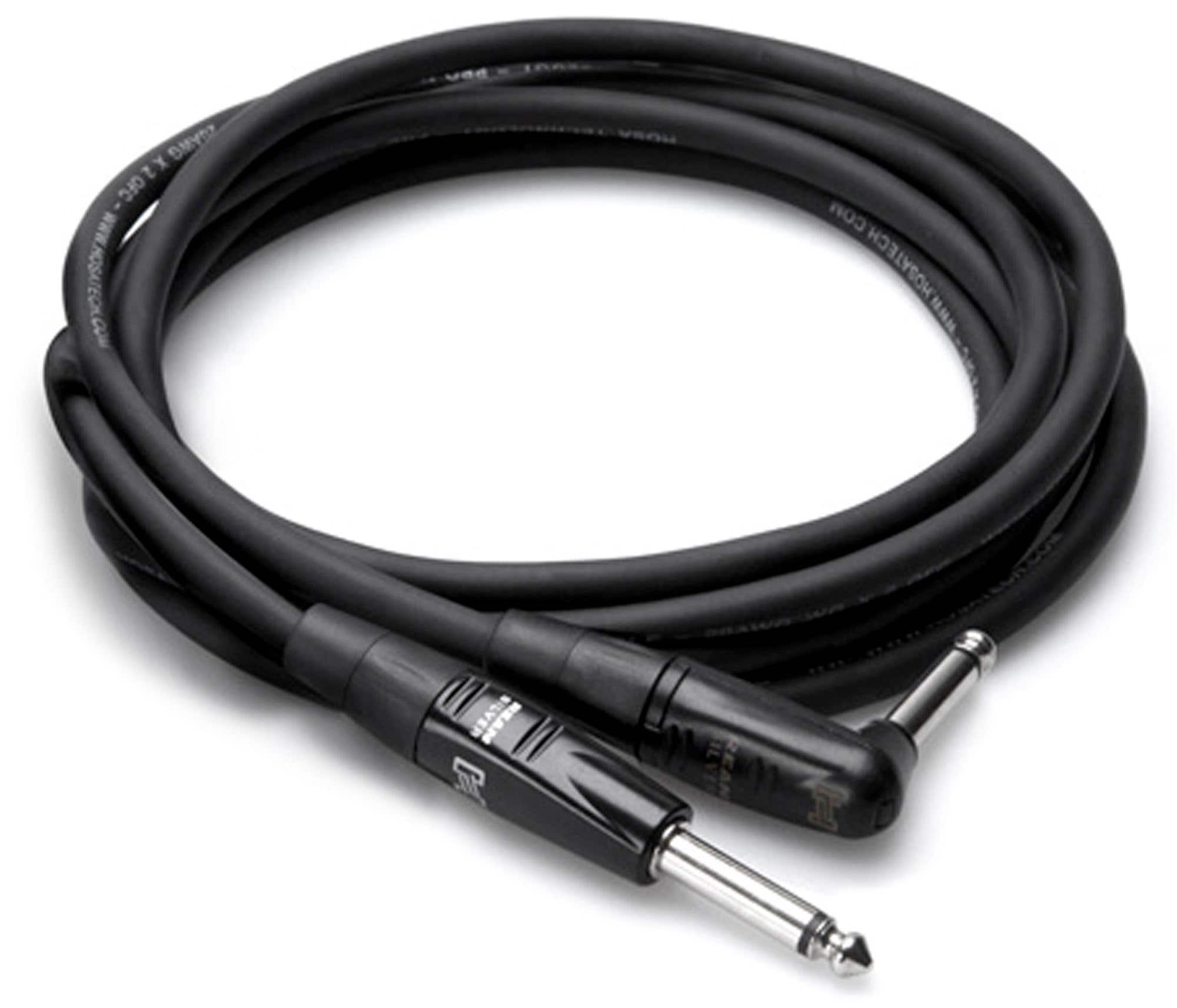 Hosa HGTR015R Pro Guitar Patch Cable REAN Straight to Right Angle 15'