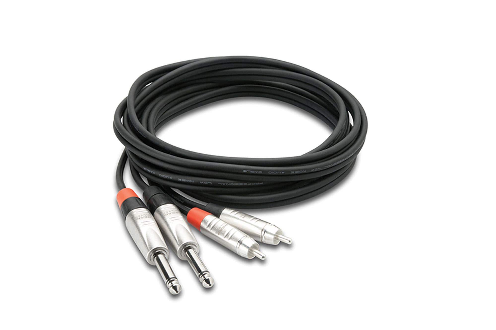Hosa HPR005X2 Pro Stereo Interconnect Dual REAN 1/4" TS to RCA 5 Ft