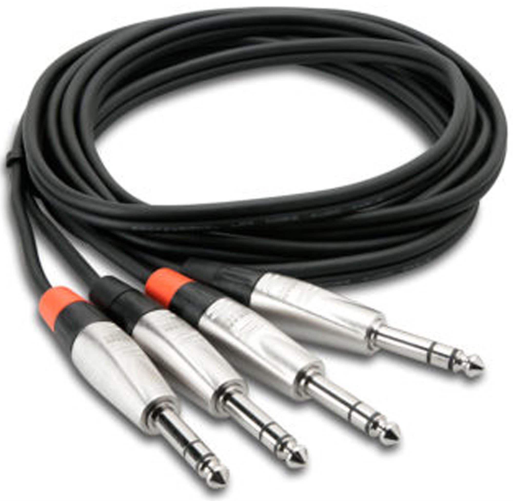 Hosa HSS-015X2 Pro Stereo Interconnect Cable Dual 1/4" TRS 15'
