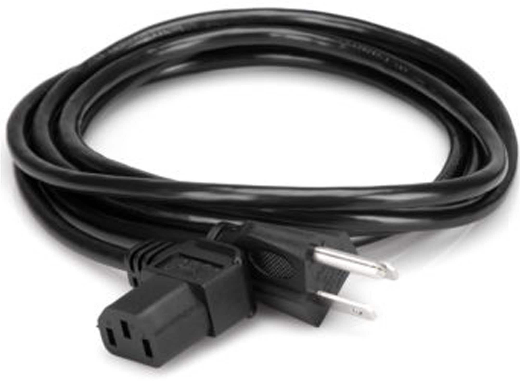 Hosa PWC-148R Right-angle IEC C13 to NEMA 5-15P Power Cord 8'