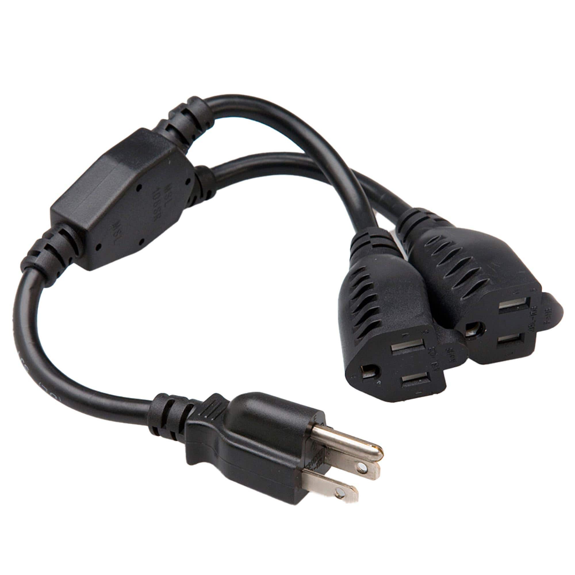 Hosa YAC407 Power Extension Y Cable Dual NEMA 5 15R to 5 15P 1.5 Foot