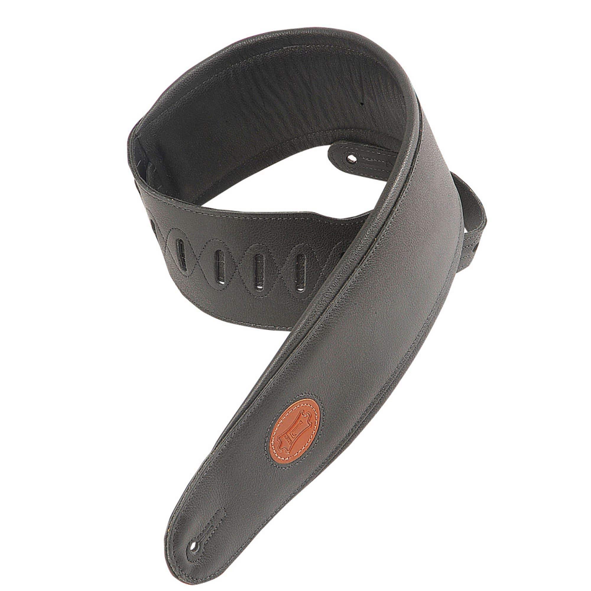 Levy's MSS2-4-BLK Padded Leather Bass Guitar Strap Black