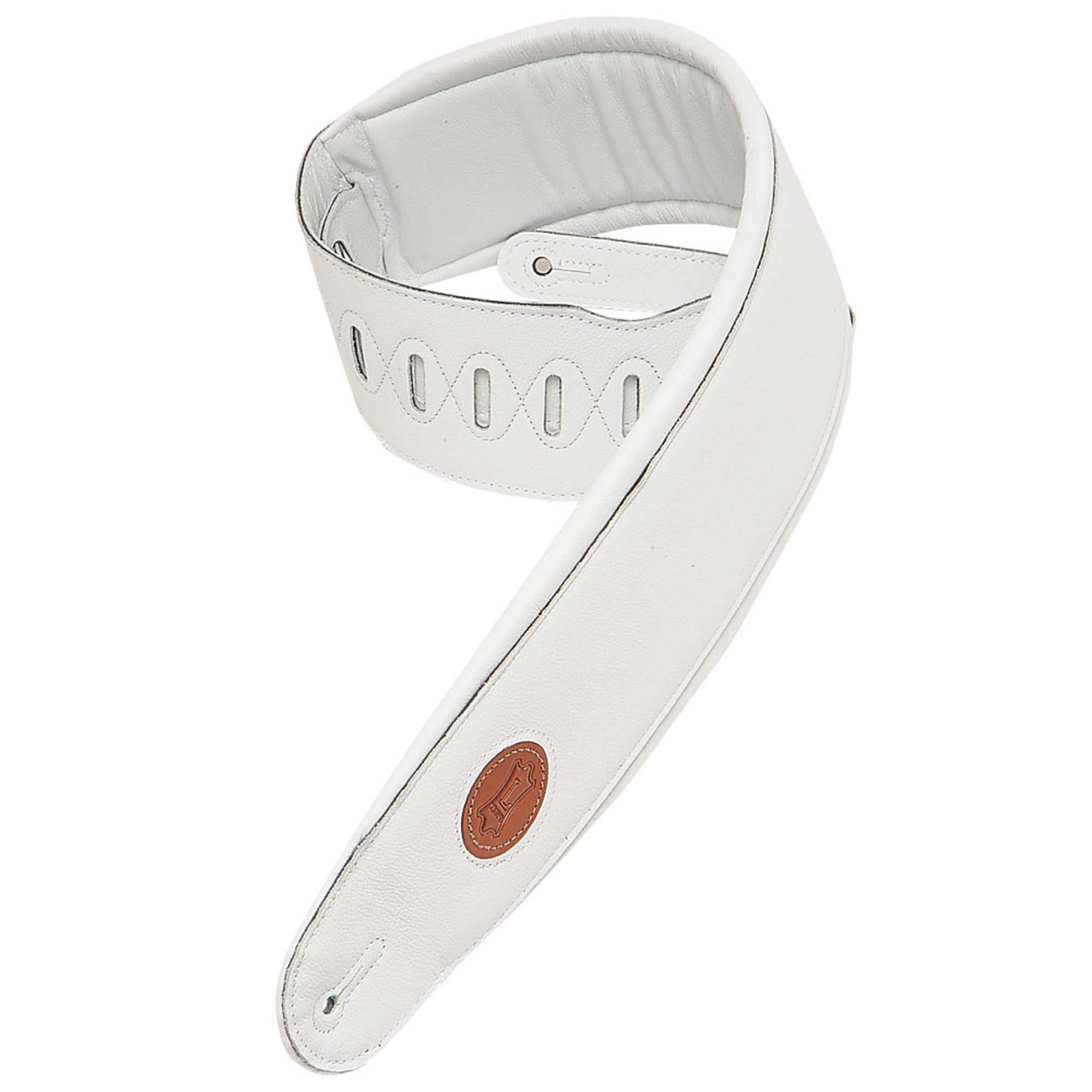 Levy's MSS2-4-WHT Padded Leather Bass Guitar Strap White