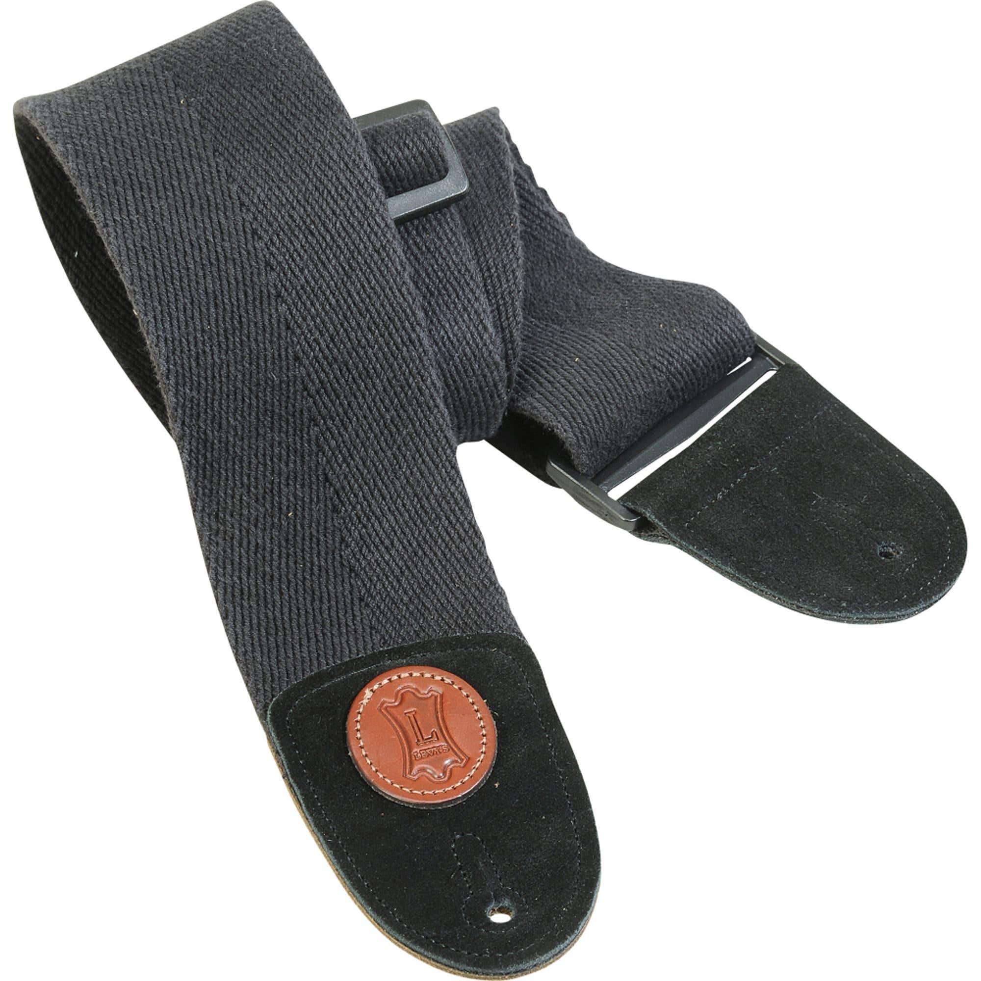 Levy's MSSC4-XL-BLK Extra Long Cotton Bass Guitar Strap 3" Black