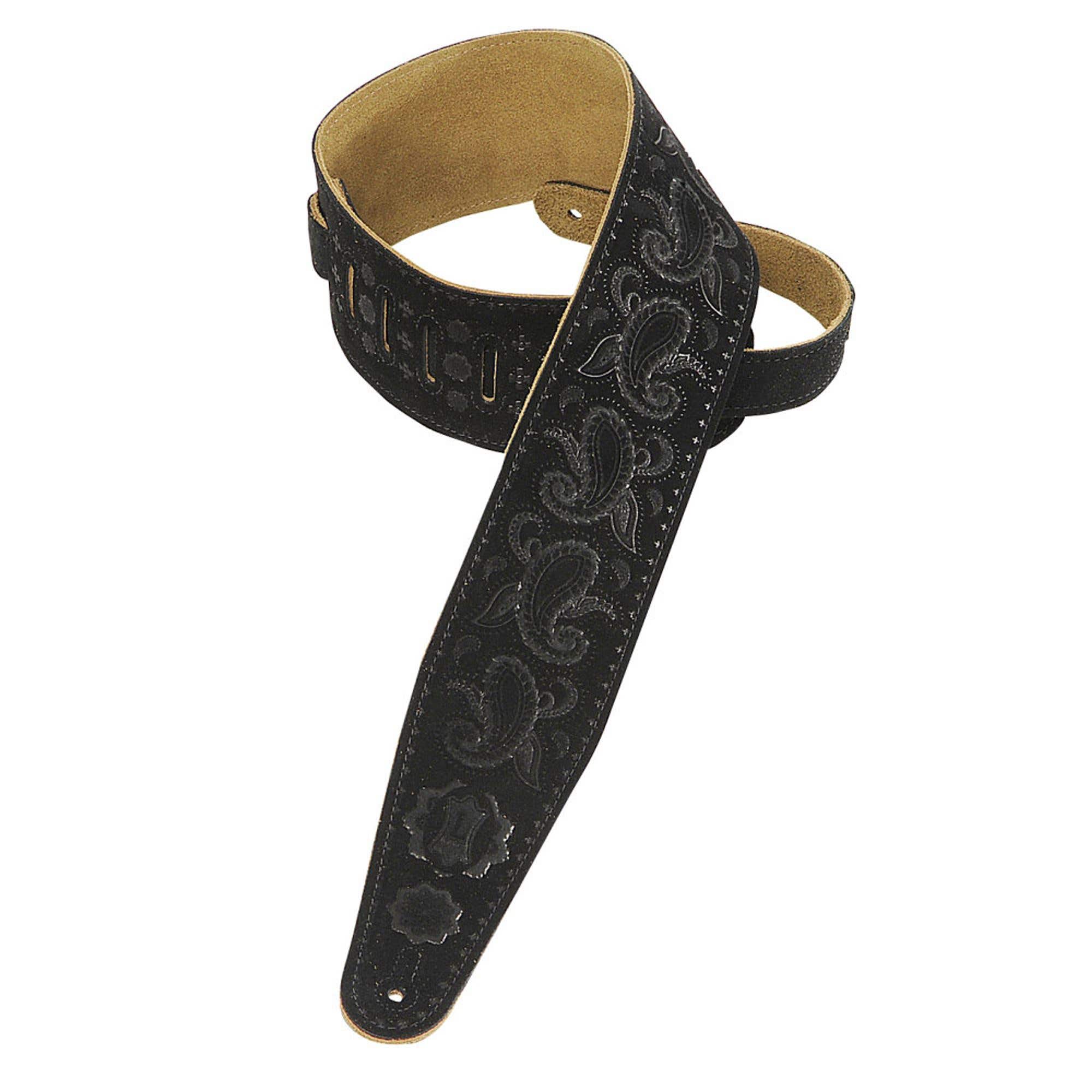 Levy's PMS44T03-BLK Suede Leather Guitar Strap 3" Black
