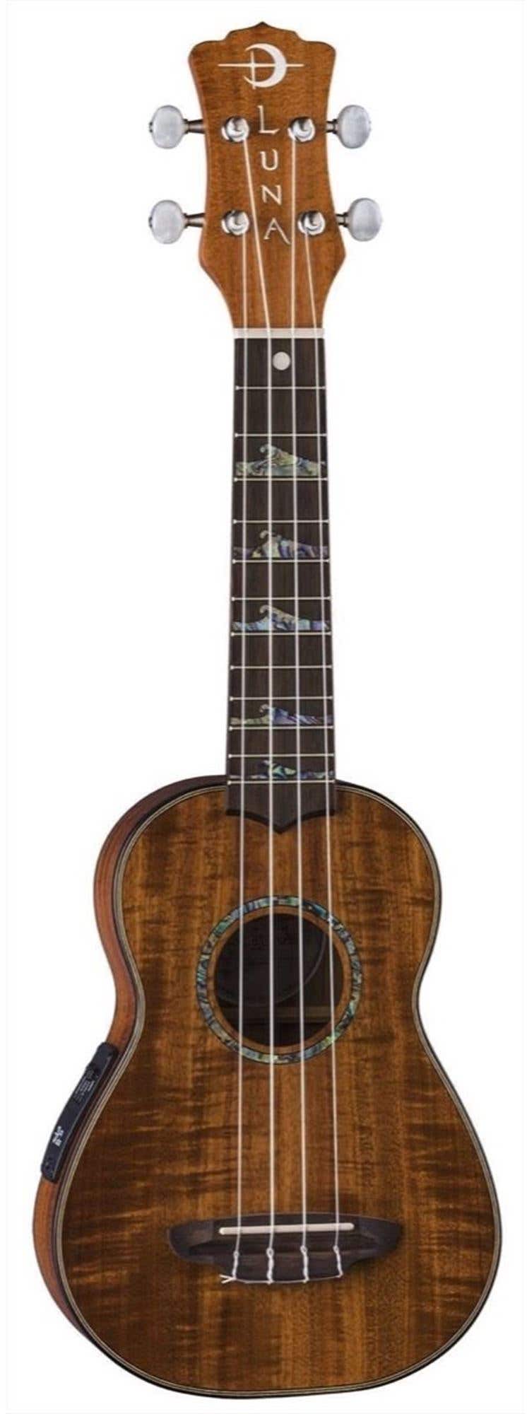 Luna Ukulele High Tide Koa Soprano with Preamp