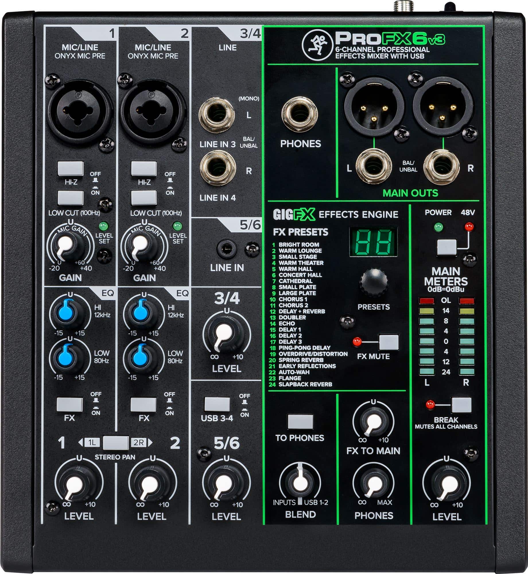 Mackie ProFX6v3 6 Channel Professional USB Mixer With Effects