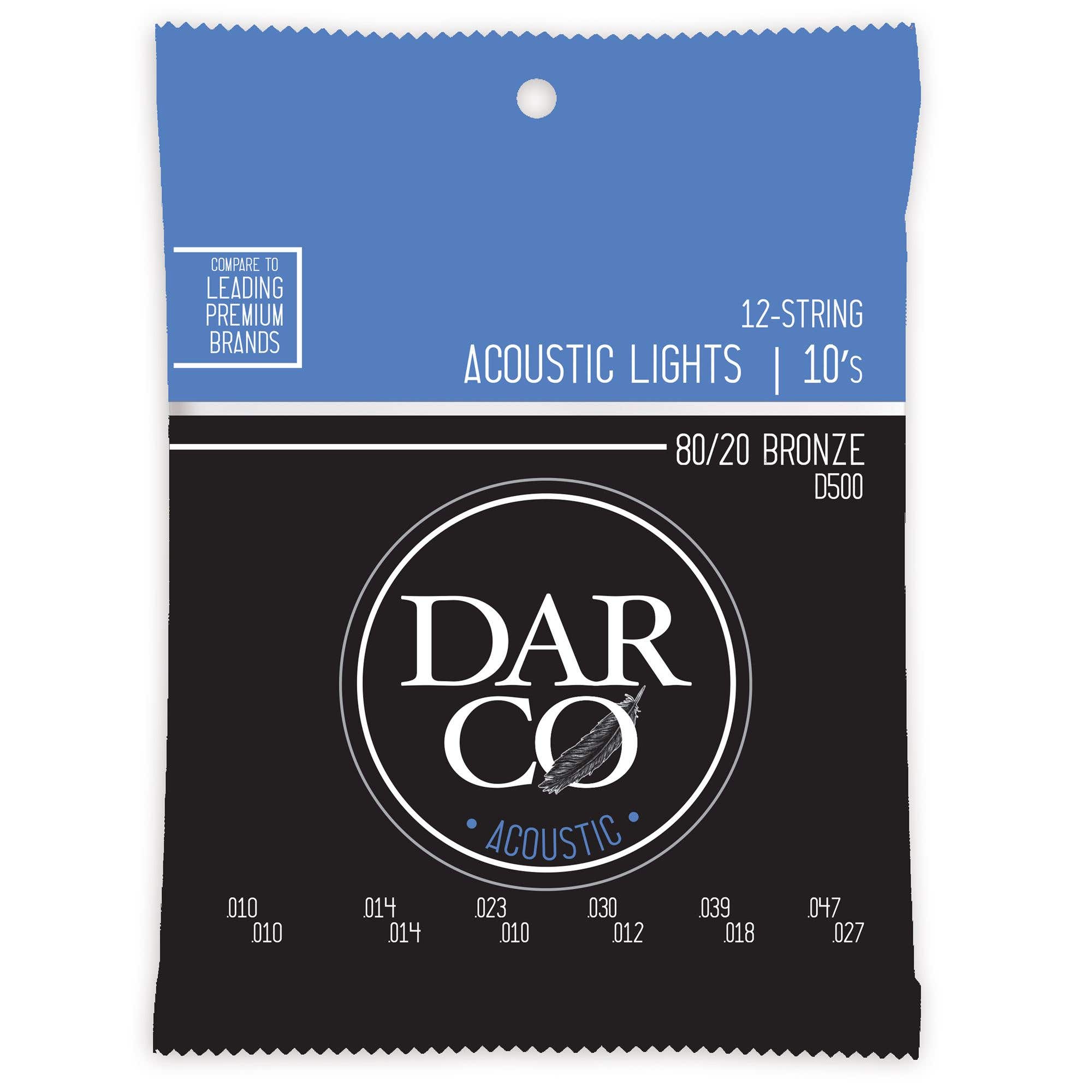 Darco D500 12 String 80/20 Bronze Acoustic Guitar Set