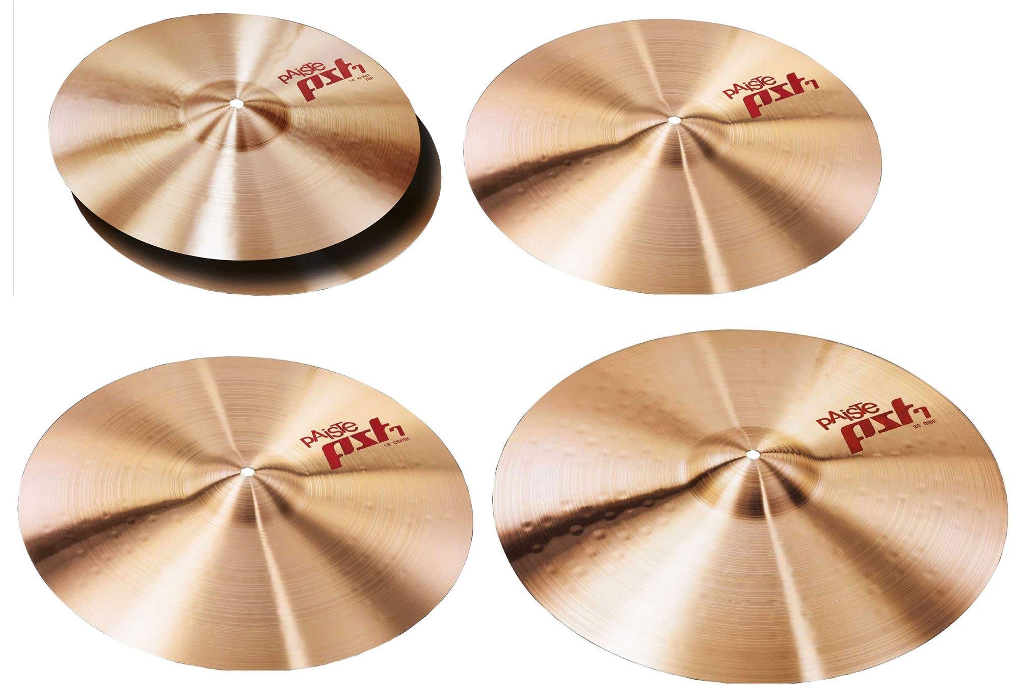Paiste PST 7 Cymbal Set 1 with 14 HiHats 16 18 Crash 20 Ride