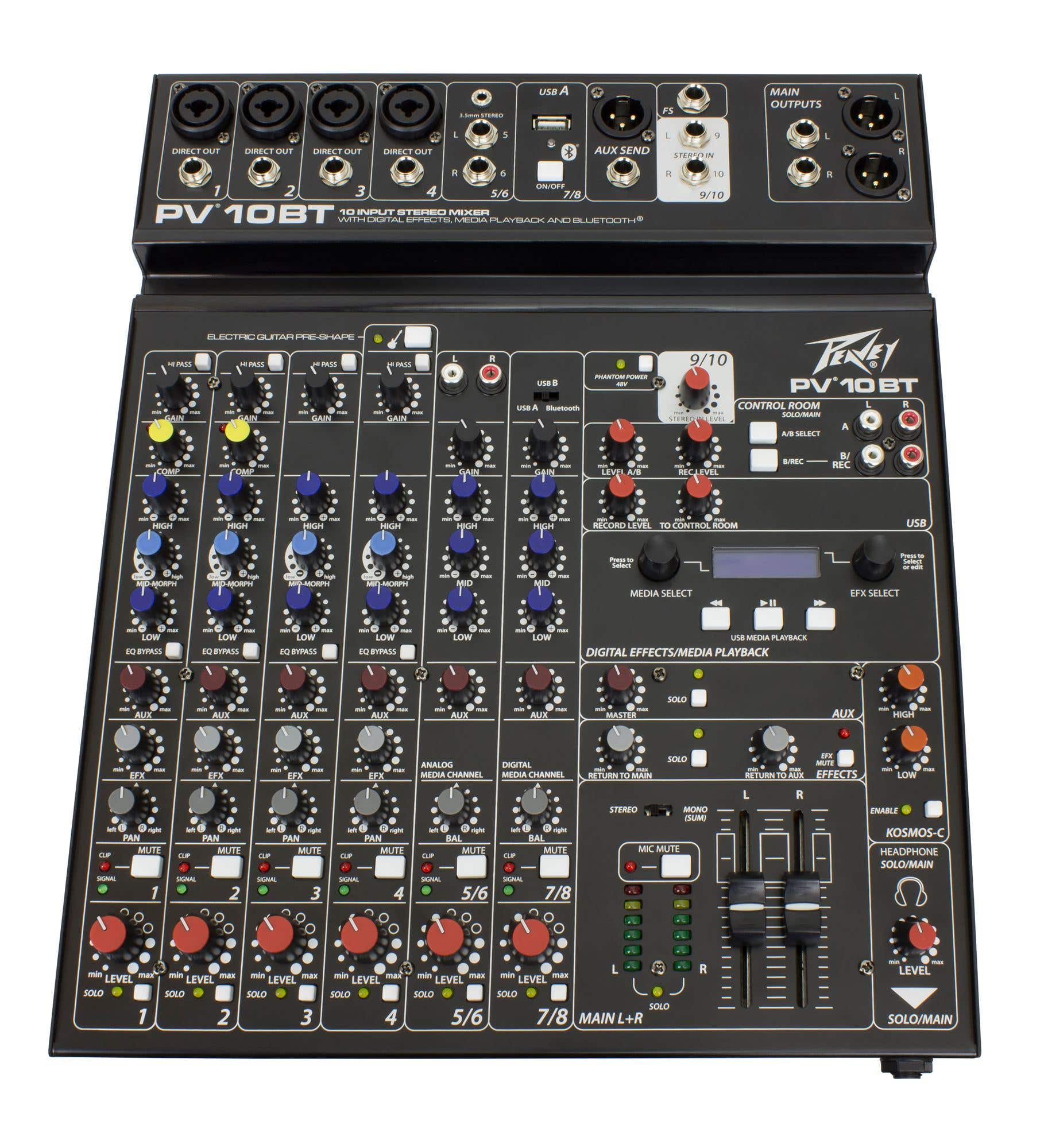 Peavey PV10BT 10 Channel Stereo Mixer with Compression and Bluetooth