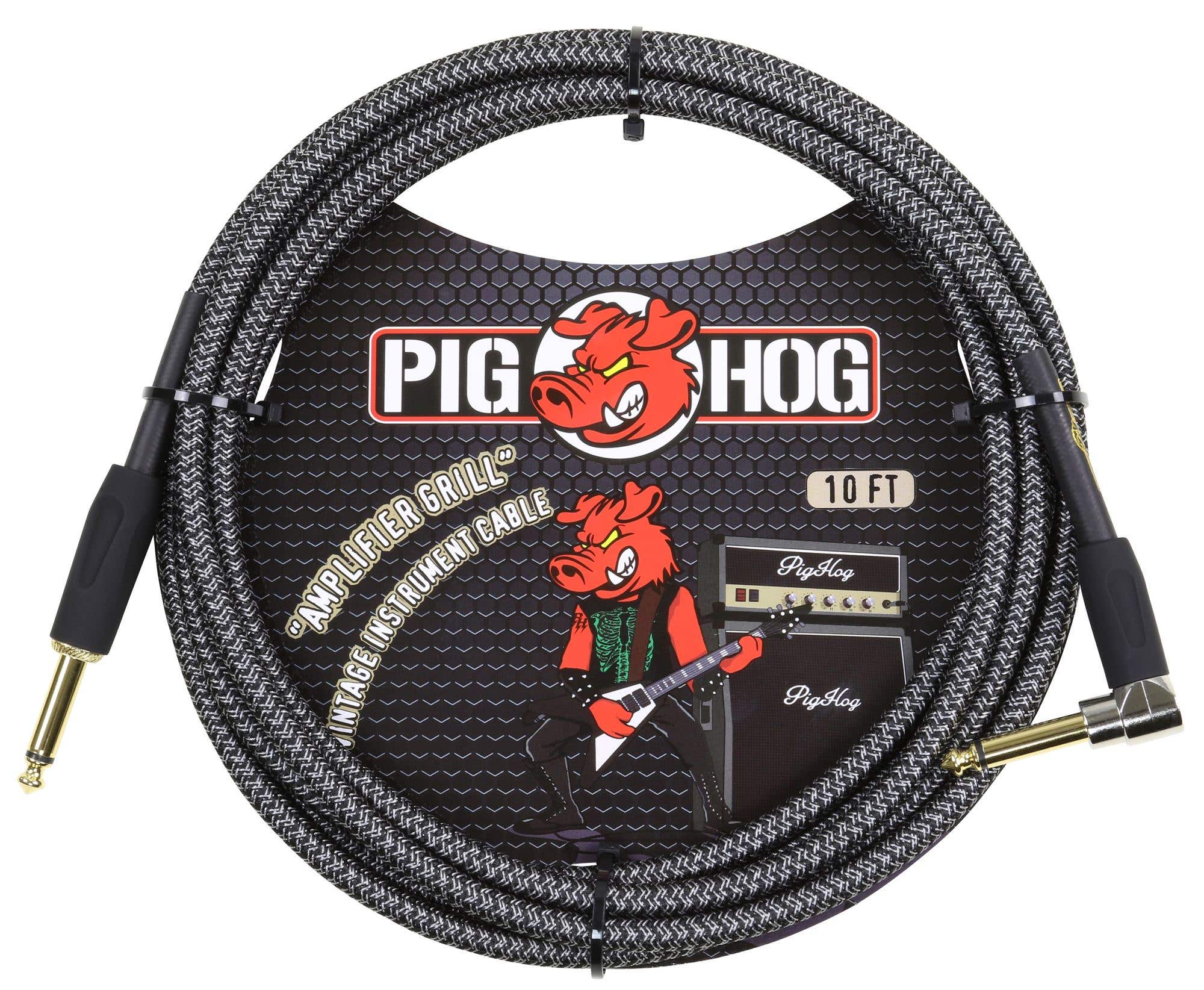Pig Hog PCH20AGR Amplifier Grill Instrument Cable Right Angle 20 Foot