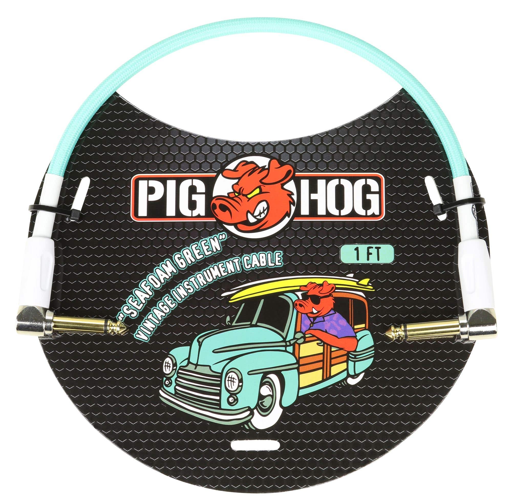 Pig Hog Seafoam Green Right Angled Patch Cable 1 Foot