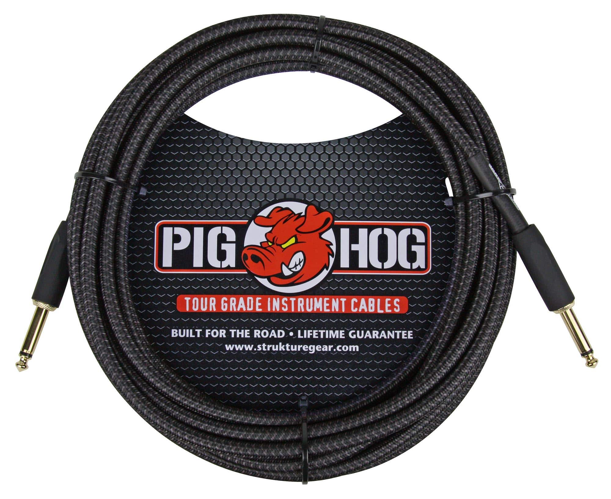 Pig Hog PCH20BK Black Woven Instrument Cable 20 foot