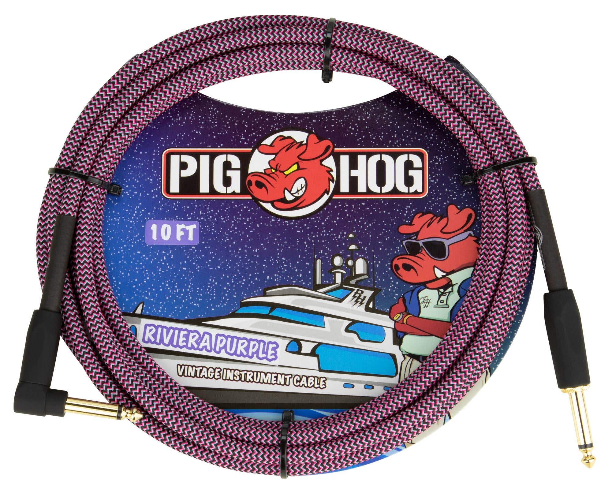 Pig Hog PCH20RPPR Instrument Cable Right Angle Riviera Purple 20 Feet