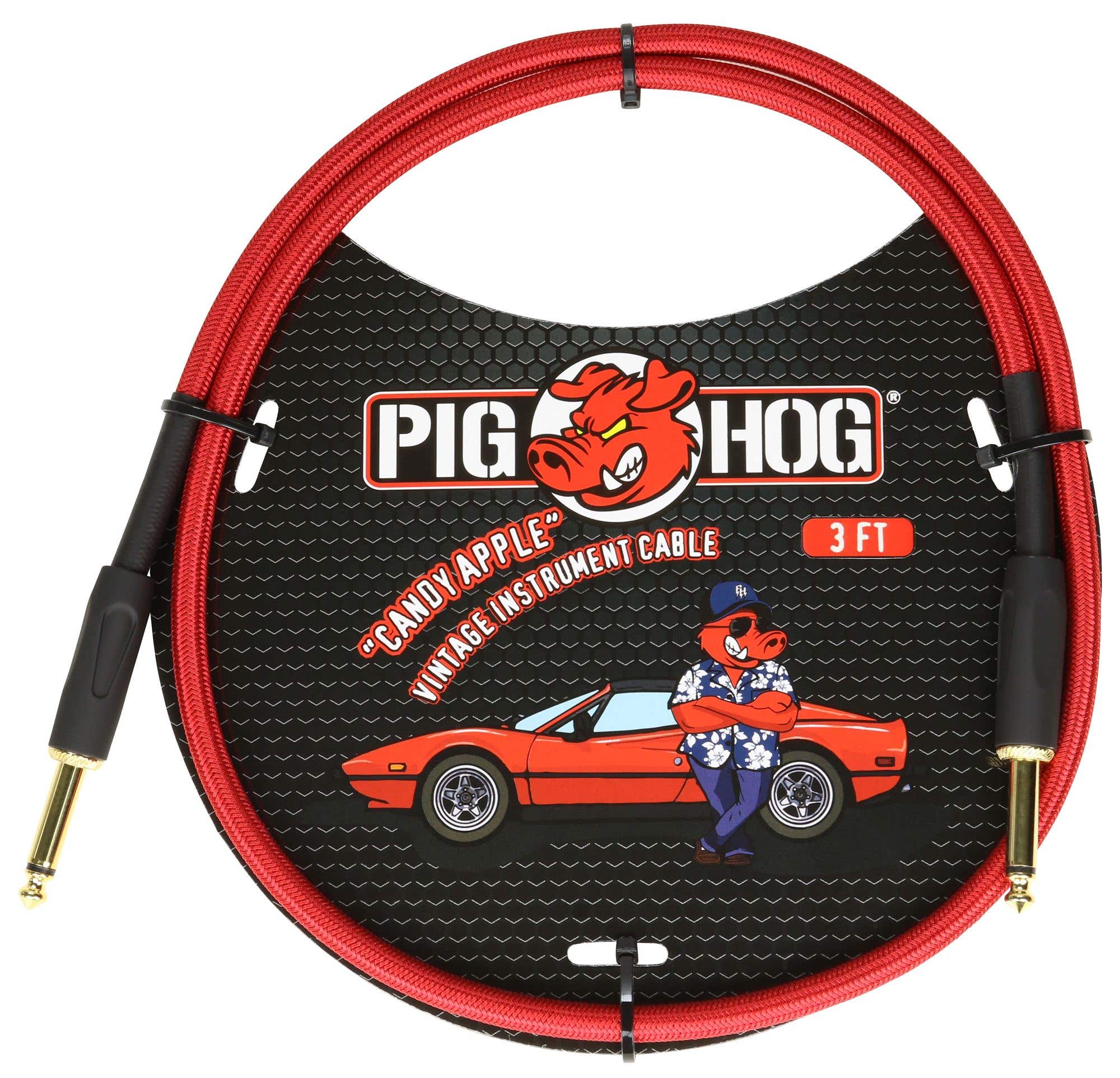 Pig Hog Candy Apple Red Patch Cable 3 Foot